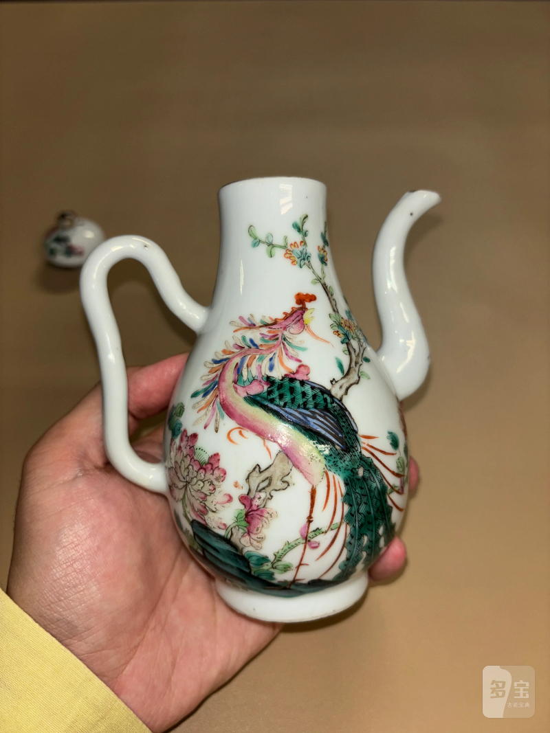 清同治 粉彩凤穿牡丹纹梨形壶 - 图4